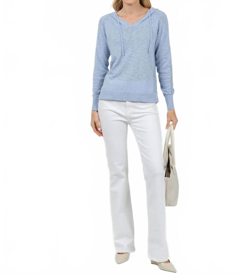 NEW ELLIOTT LAUREN boardwalk hoodie sweater with mesh detail in sky